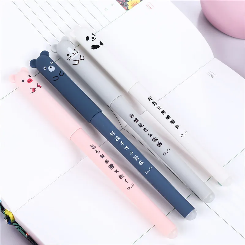 Hot Sale Cute Bear Erasable Pendant Gel Pen Cartoon Animal Creative Thermal Erasable Pen With Custom Logo
