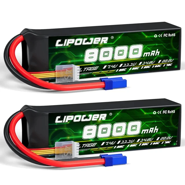 6S 4S 14.8V RC Battery 8000mAh 25C RC Lipo Battery with XT60 Connector for RC Car Helicopter Boat