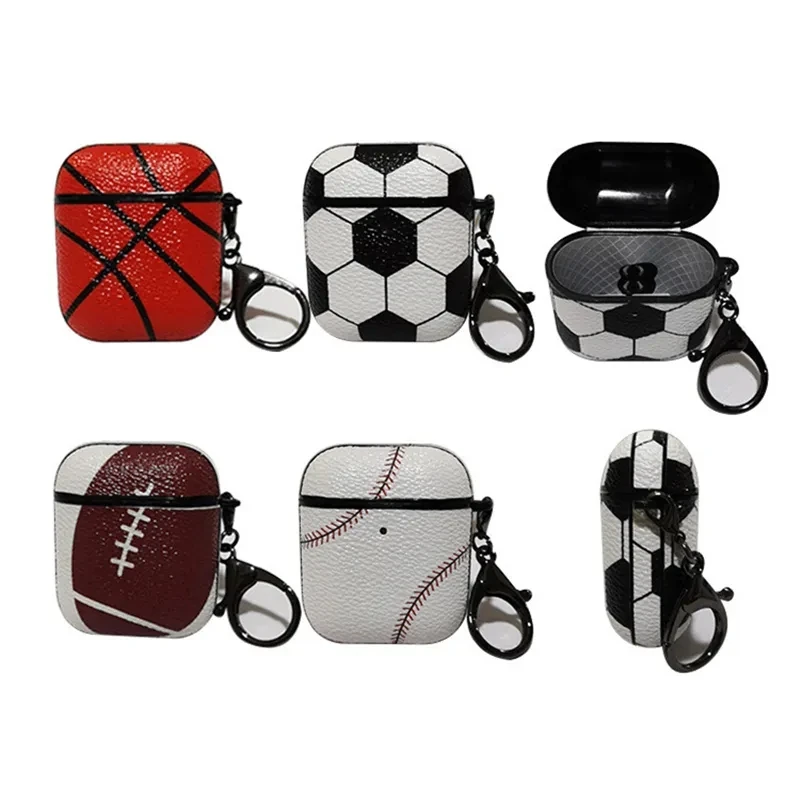 Football Basketball Rugby Baseball Leather Case Gen 2nd 3rd Earphone Cover Case for Apple Airpods Pro for Air Pods AirPods 1 2 3