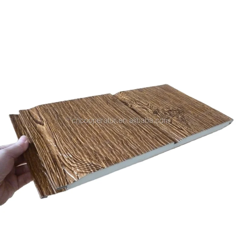 Decorative exterior sandwich wall panel (brick/wood/stone pattern)