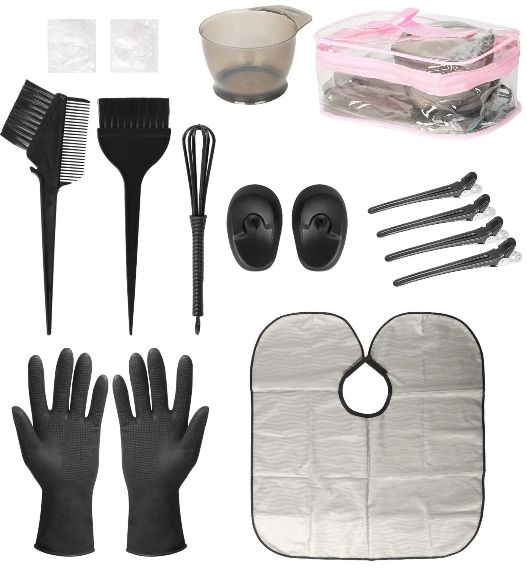 Black Hair Dye Coloring DIY Beauty Salon Tool Kit- Hair Tinting Bowl Dye Brush Ear Cover Hair Dye Tools