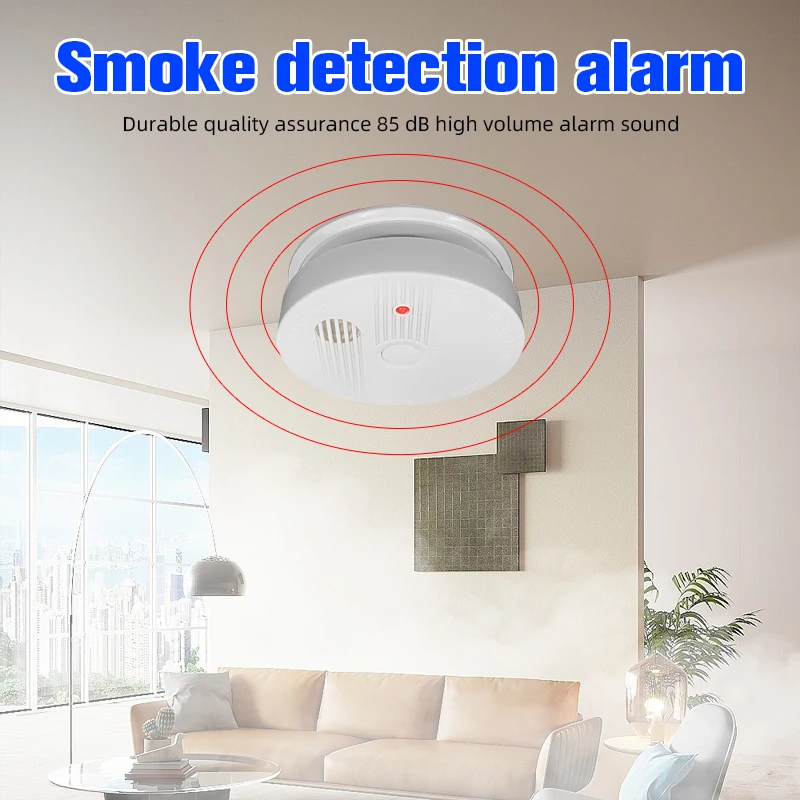 Hotel Shops Wireless Home Security Smoke System 85Db Independent Photoelectric Fire Alarm Smoke Detector En14604