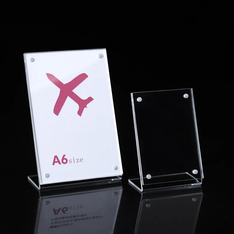Promotional decoration 4x6 5x7 magnetic acrylic display stand Vertical  horizontal plastic menu photo picture frame with magnet