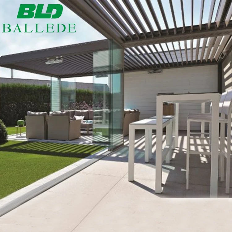 Luxury Outdoor Metal Furniture Cover Backyard Waterproof Opening Roof Louver Aluminum Gazebos Awning