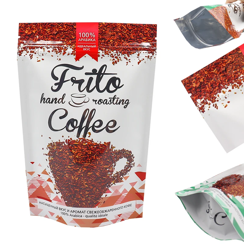Custom 100g 250g 500g 1kg 12 oz  Print Biodegradable Stand Up Pouch Recyclable Ground Coffee Bag Packaging With Your Own Logo