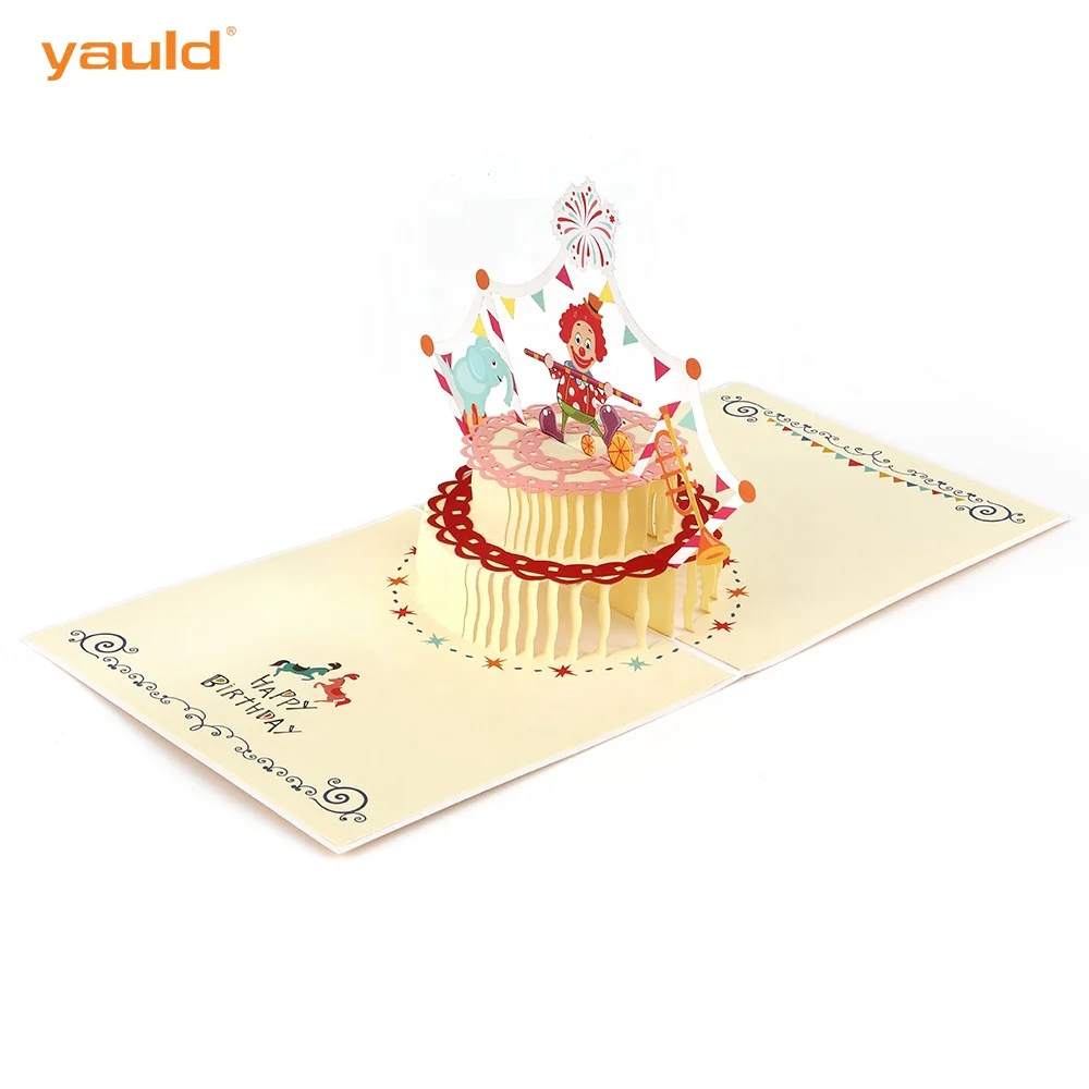 Пользовательские уникальные смешные лазерной резки с днем рождения 3D всплывающие поздравительные