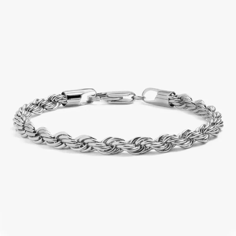 Best Selling 18k Real Gold PVD Stainless Steel Twist Rope Chain Bracelet for Men