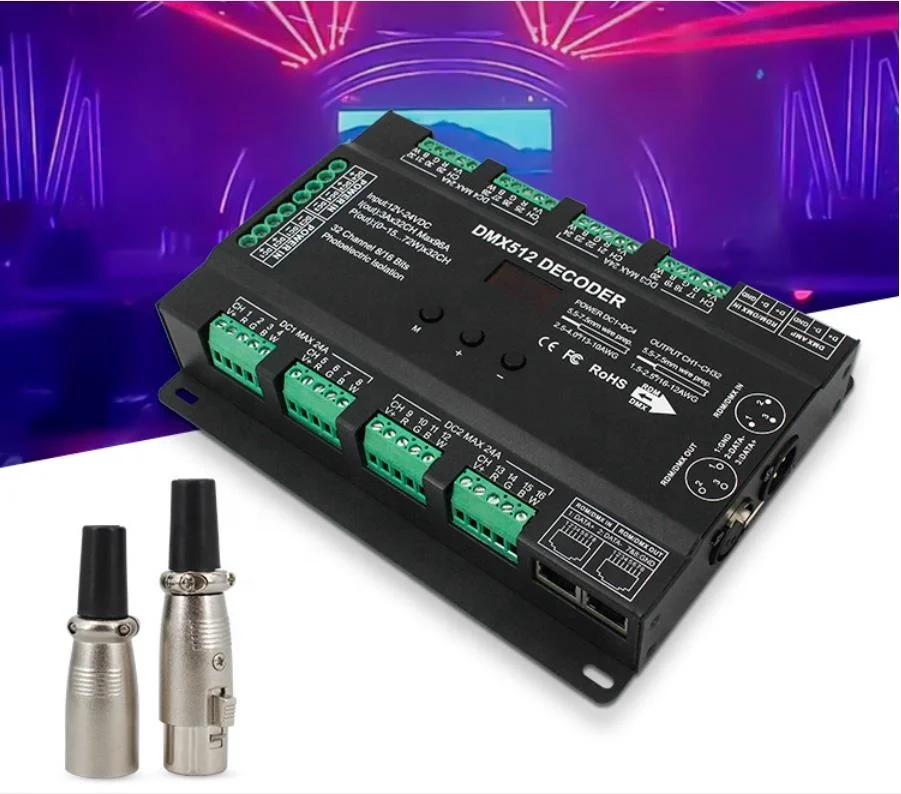 32 канала 96A RGBW DMX 512 светодиодный декодер контроллер для DC5-24V RGB свет 8 бит/16 бит