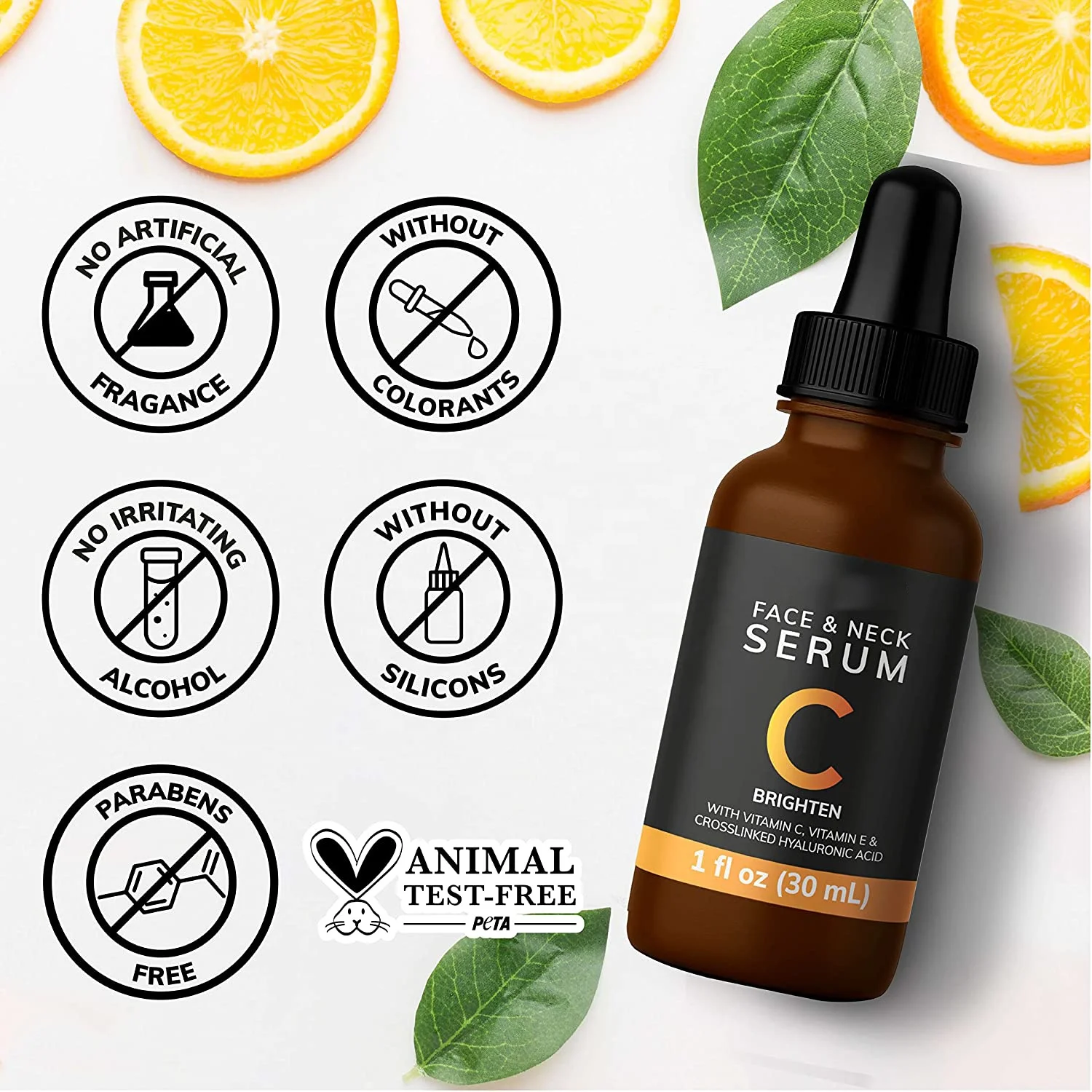 Private Label 95% Natural Ingredients Hyaluronic Acid + Vitamin Serum Brightening Vitamina C para la cara Vitamin C Serum