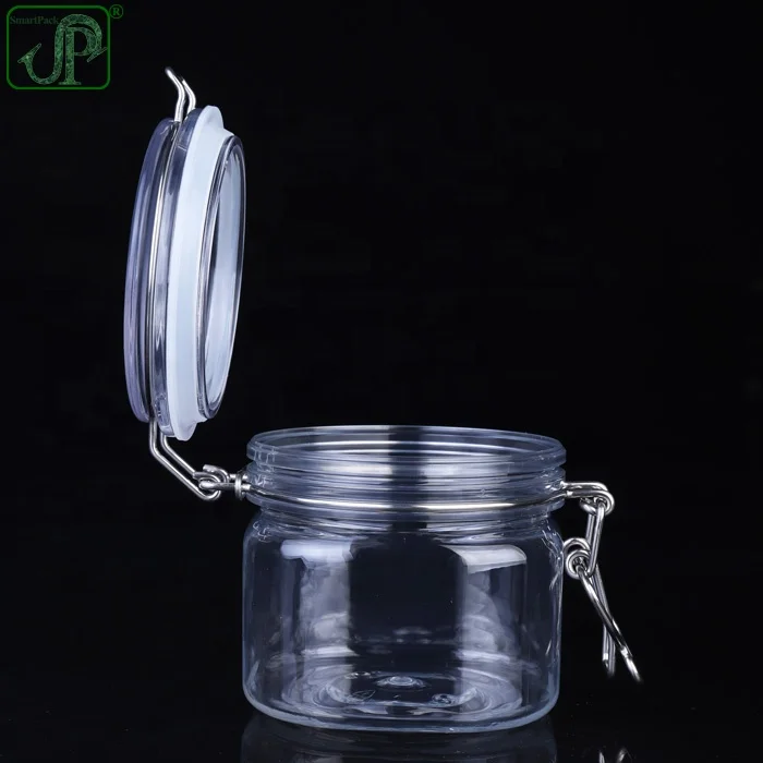 Оптовая продажа с фабрики квадратная пластиковая банка Kilner 400 мл металлическим зажимом для упаковки косметической глины