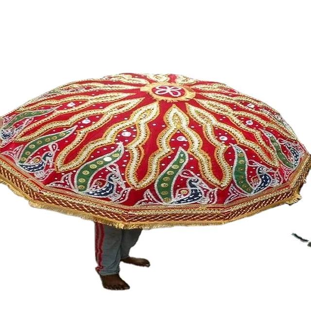 Indian New Small Embroidered Umbrellas Handheld Decorative Wedding decorative Outdoor Wedding Party Christmas Decor