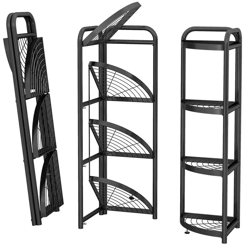 No installation save space collapsible corner shelf bathroom shelving removable shelving