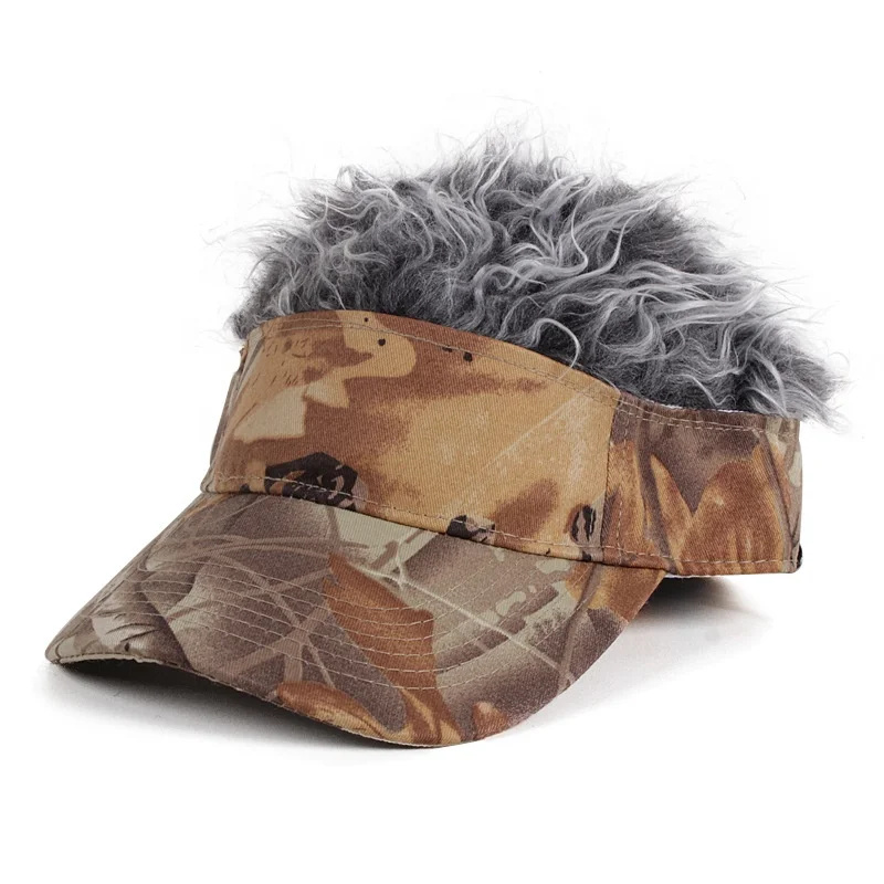 
Fake Flair Hair Baseball Cap Camo Sun Visor Fun Halloween Party Toupee Hat Golf Caps Gorra Adjustable Wig Baseball Cap for Men 