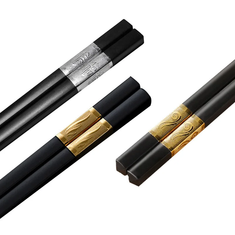 Durable Matte Black Fiberglass Chopstick Wedding Favors palillos chinos Mildew Proof Alloy Chopsticks