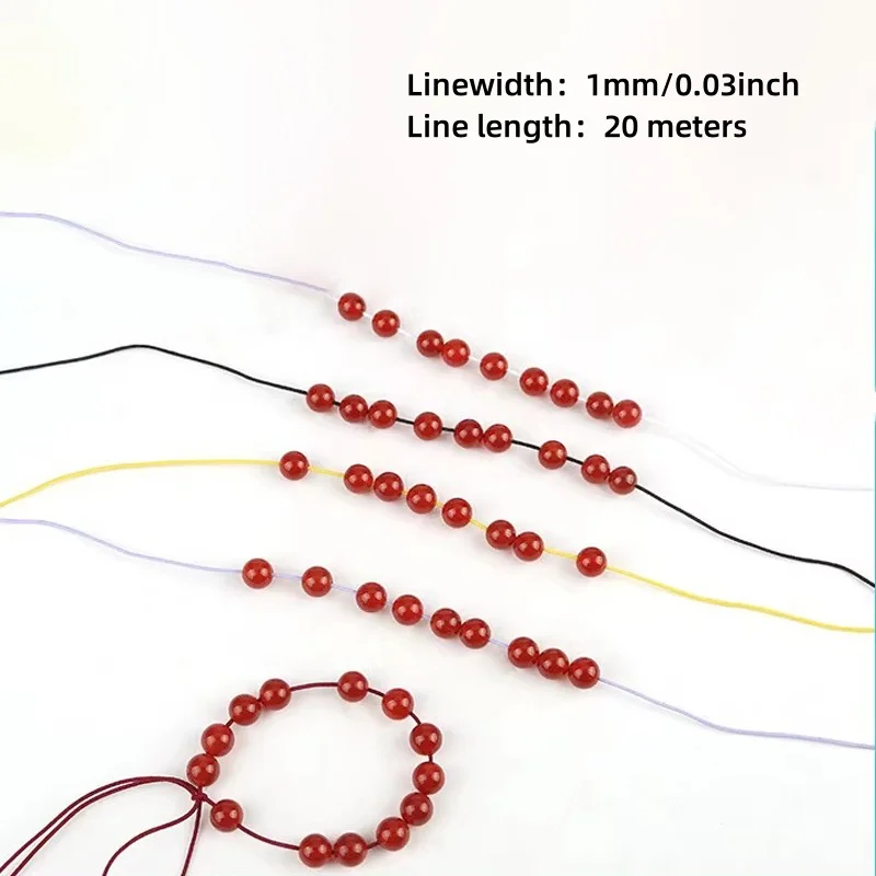 Wholesale 20m 1mm Polyester Elastic Thread in Various Colors for Jewelry Making & Cord Chain Wire Findings