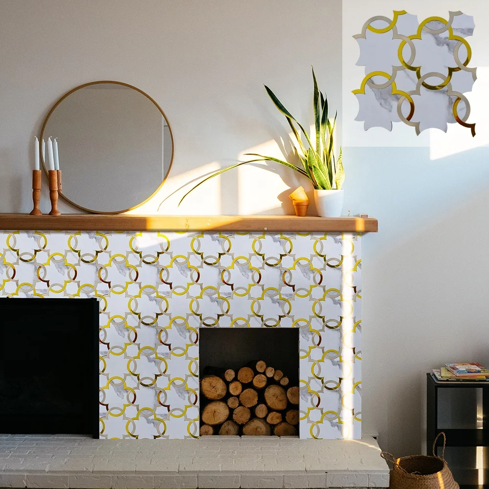 Irregular stone&aluminum peel and stick kitchen wall tiles for wall backsplash