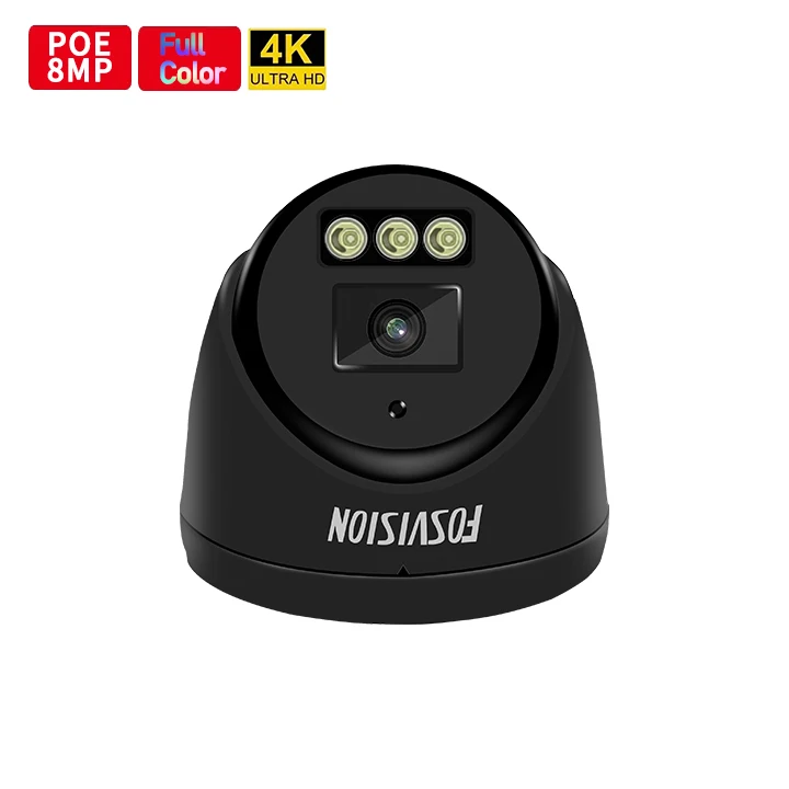 Fosvision 4K 8MP Ip Poe Camera indoor Full Color Night Vision Surveillance Cctv Dome Camera 265 for NVR system with Audio