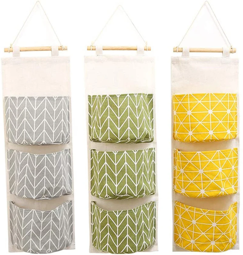 Creative Waterproof Over The Door Closet Organizer Linen Farbric Hanging Pocket Behind Home Hanging Storage Bags Organizer