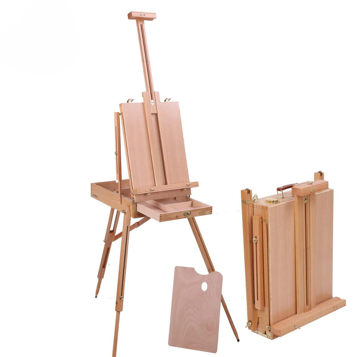 China Art Supply High Quality Beech Wood Adjustable Foldable Studio & Field Sketch box Portable Tabletop & Floor Painting Easel