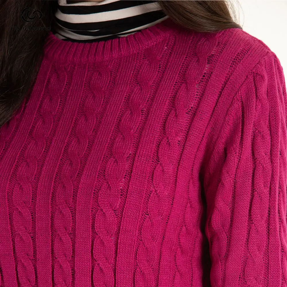 Sweater manufacture custom woven tapestry sweater hand knitted twist jacquard woollen sweater for women pullover top