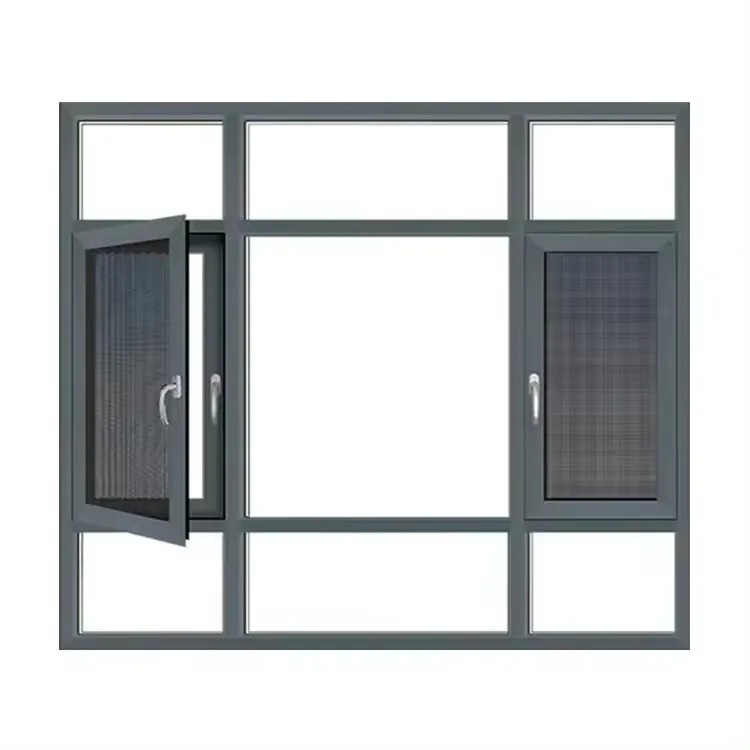 HANSE manufacturer house apartment double glazed aluminum frame swing double tempered glass windows mosquito net window