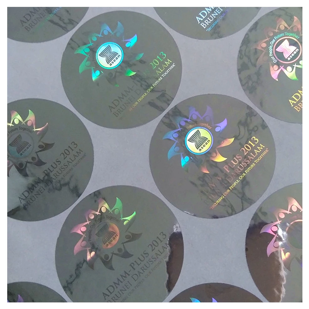 High quality self adhesive watermark hologram overlay hot stamping euro foil sticker