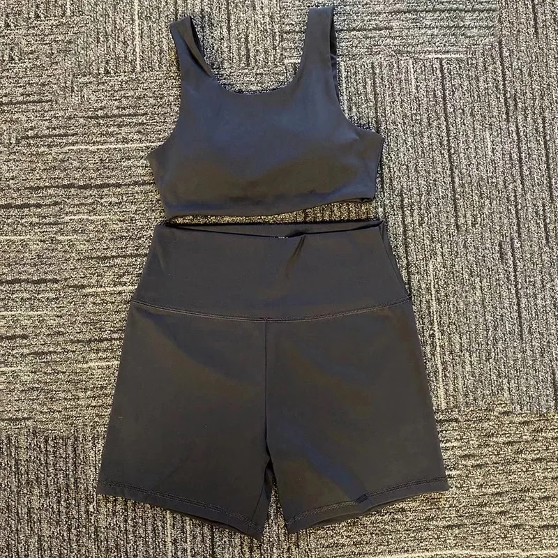 Nylon spandex two piece soft cozy workout fitness gym yoga shorts women fitness set