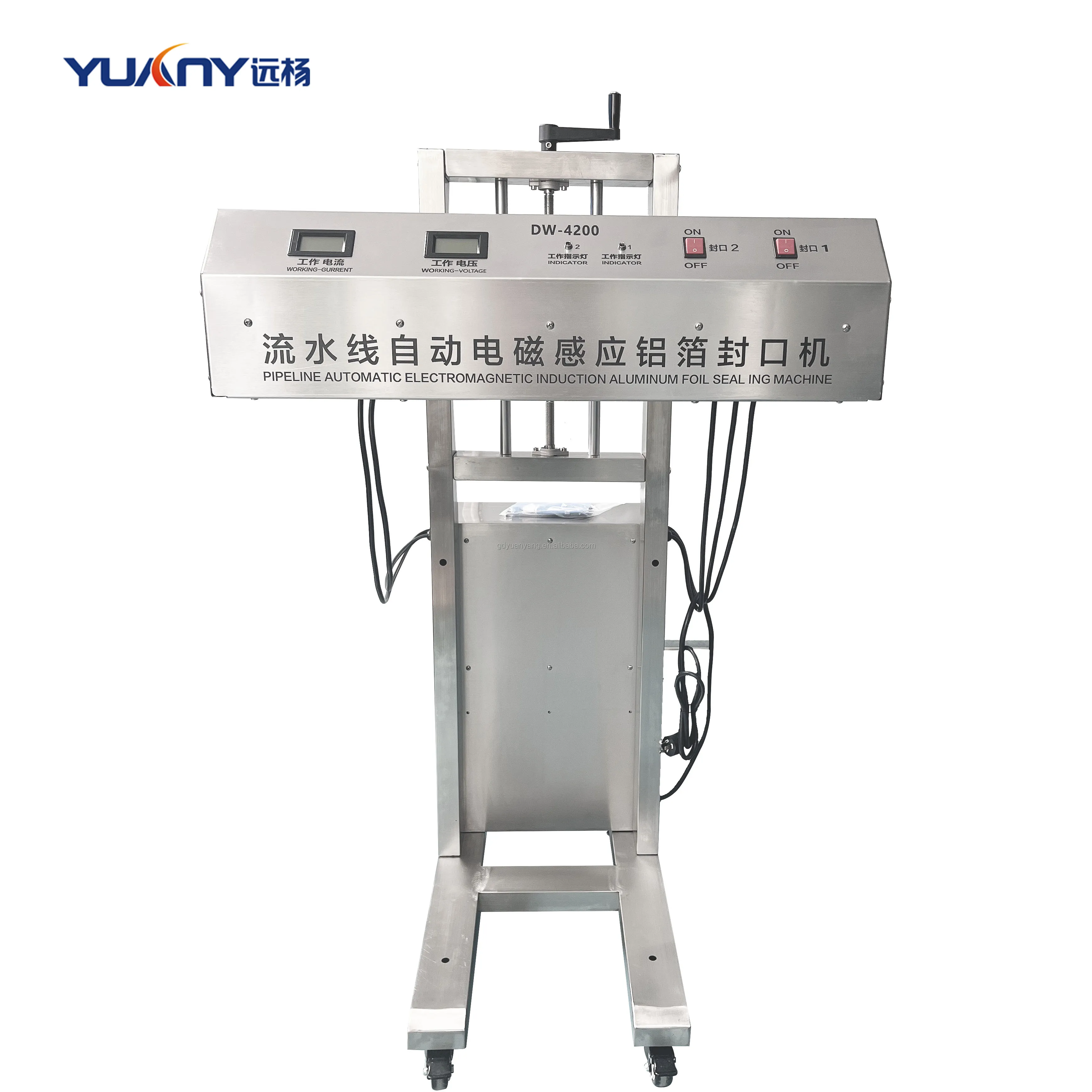 Continuous Automatic Plastic Cap Inner Lining Glass Bottle Aluminum Foil Film Sealer Induction Sealing Machine