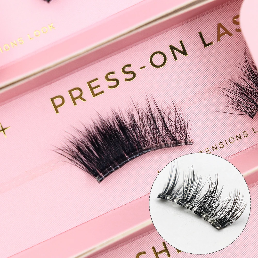 New 5-10 Day Hold Press On Self Adhesive No Glue Needed Pre Bond Pre Glue Lashes Waterproof Cluster Strip Lash Extension