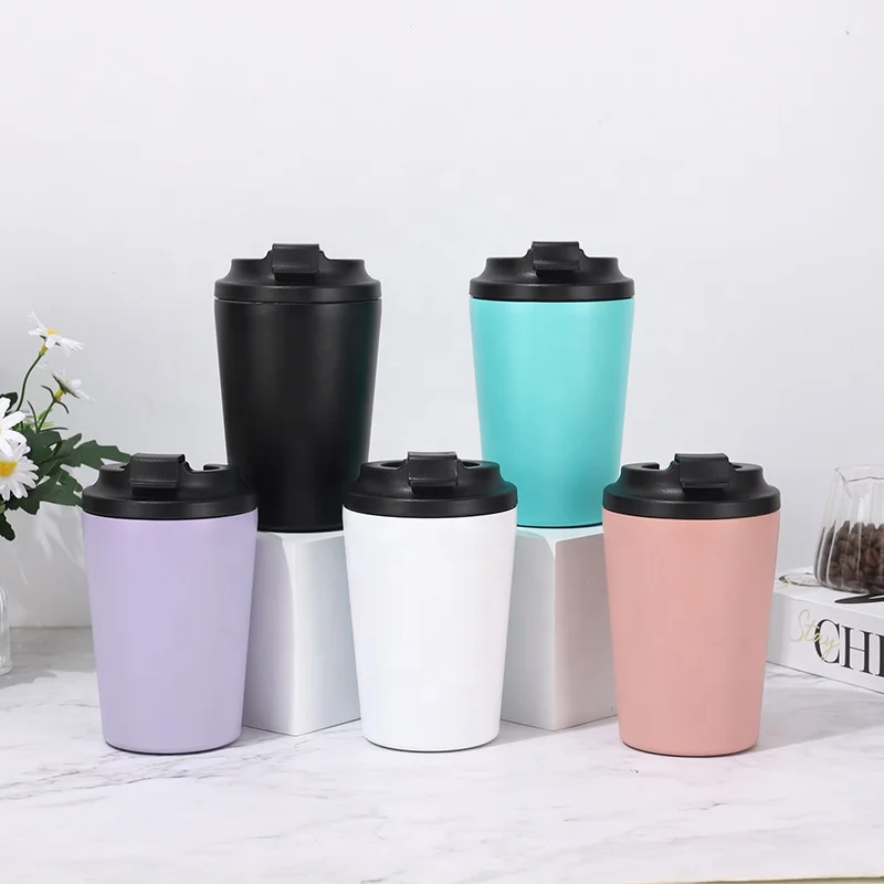 Wholesale 12oz 304 Stainless Steel Insulated Coffee Mug with Spill Proof Cover Portable Direct Drinking Car Cup Simple Gift