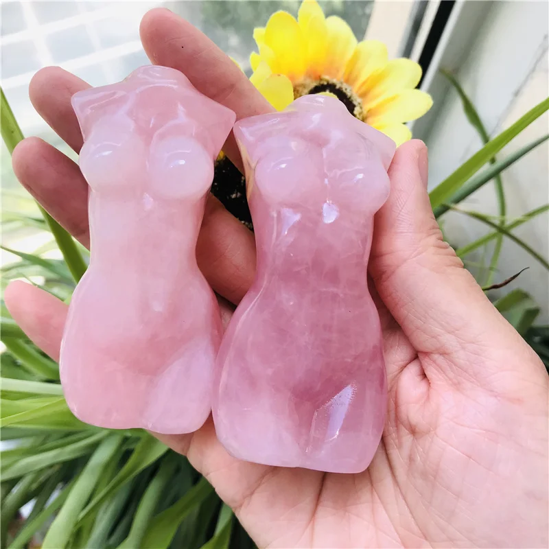 Wholesale Natural crystal women body carving rose quartz crystal figurines for home decoration