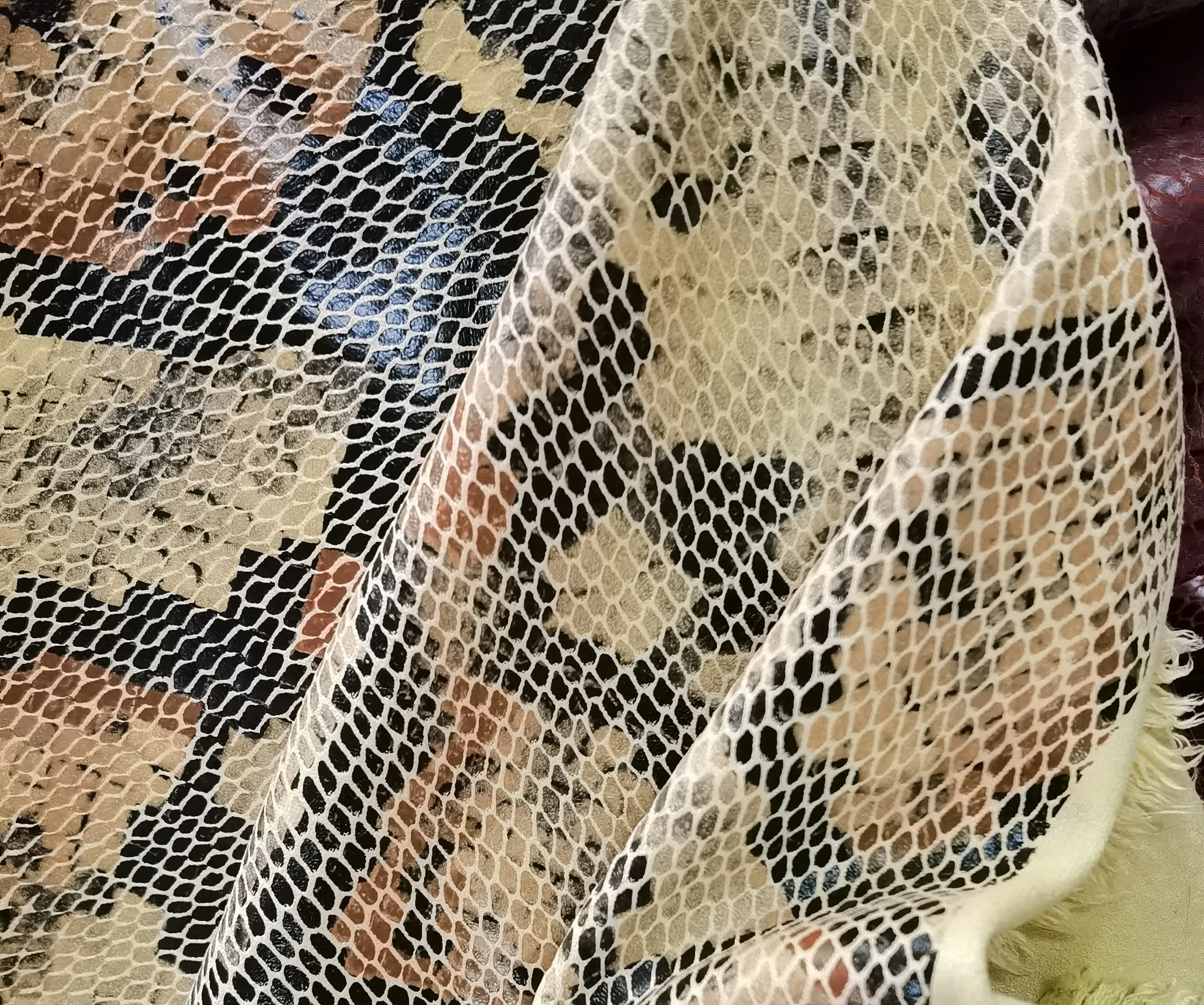 1.2mm Faux Snake Skin Leather scuba Base Fake for Bag Use