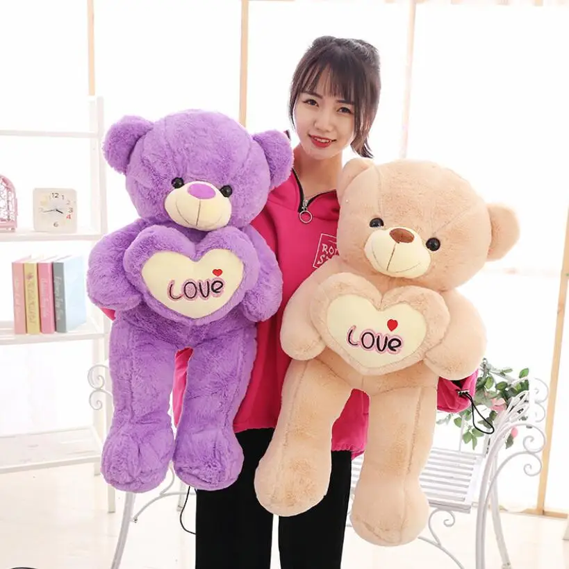 MOQ 50pcs Environmental Protection Custom Wholesale Cute Teddy Bears Stuffed Animal Bear With Heart For Festival Gifts