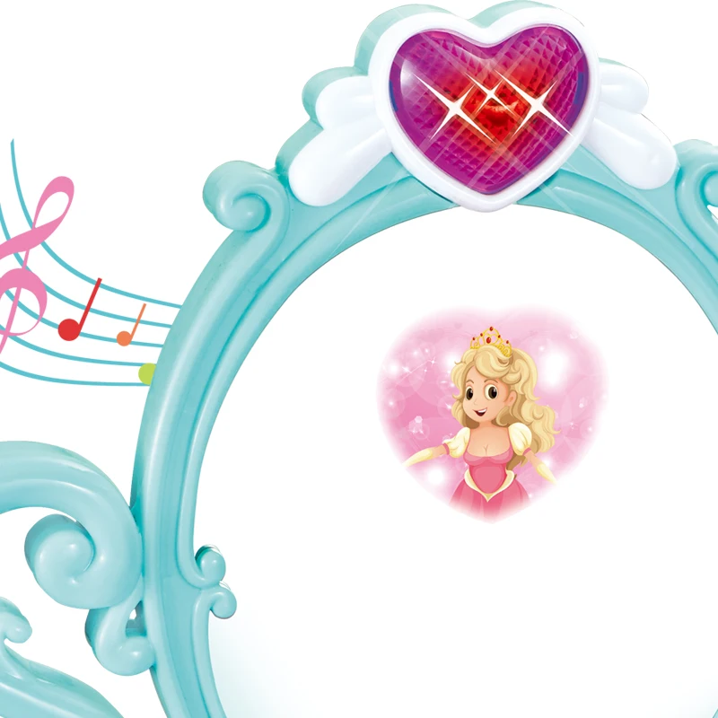 
2019 new kids dressing table with mirror and stool toys pretend play girls games preschool educational music light toy 