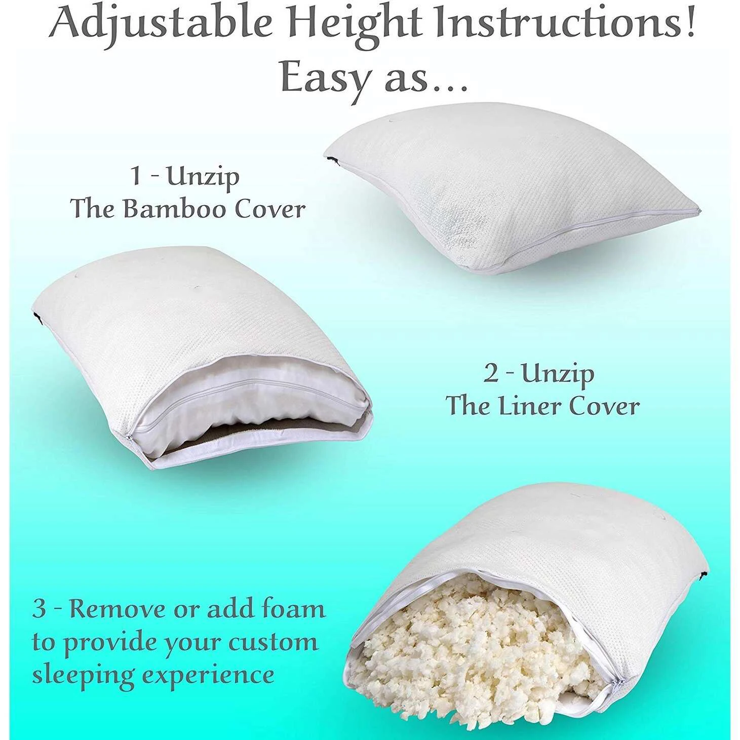 custom high quality organic premium soft back cervical shredded memory foam pillow