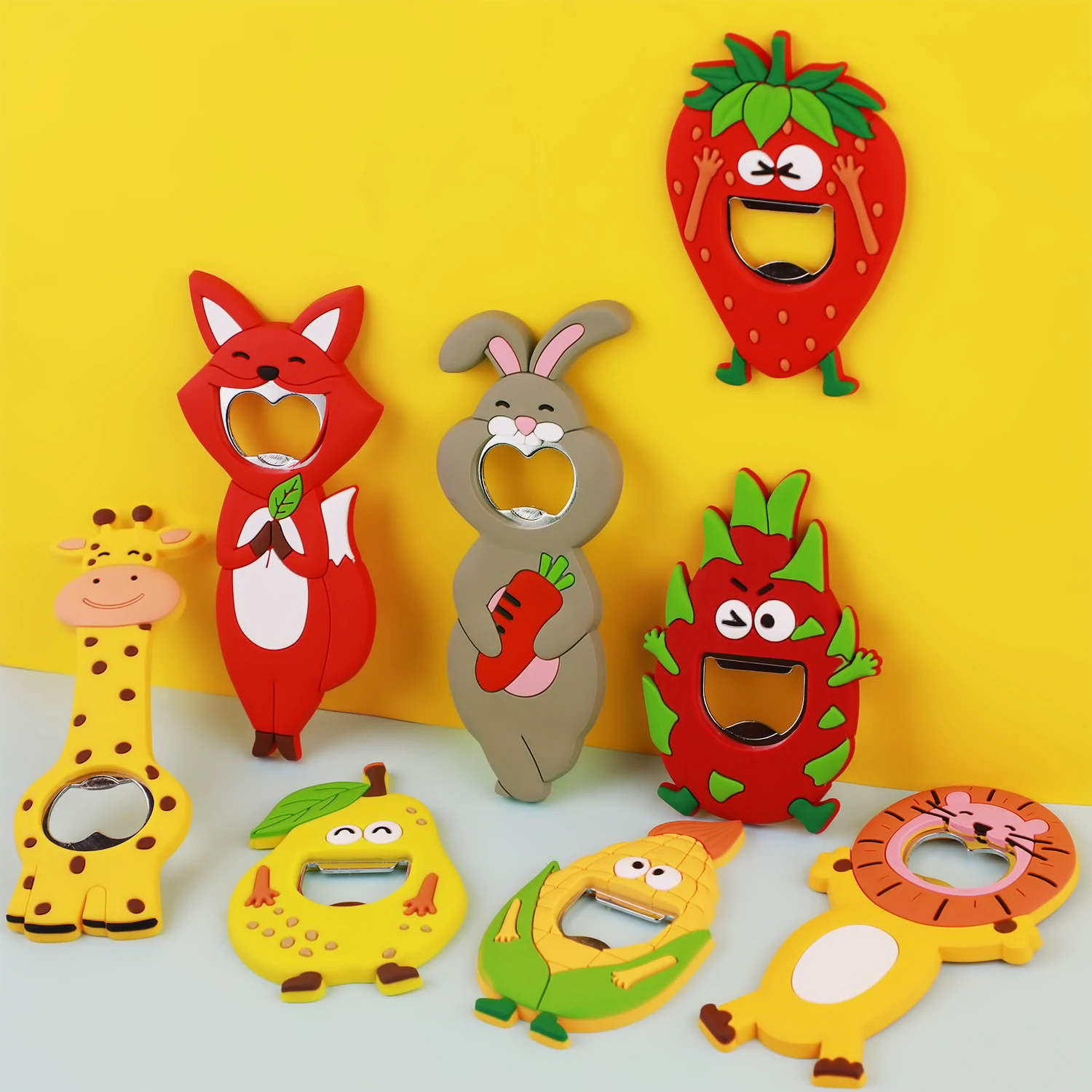 Giraffe Beer Bottle Opener Refrigerator Magnet Rabbit Fox Fruit Pear Strawberry Bottle Opener Refrigerator Magnet