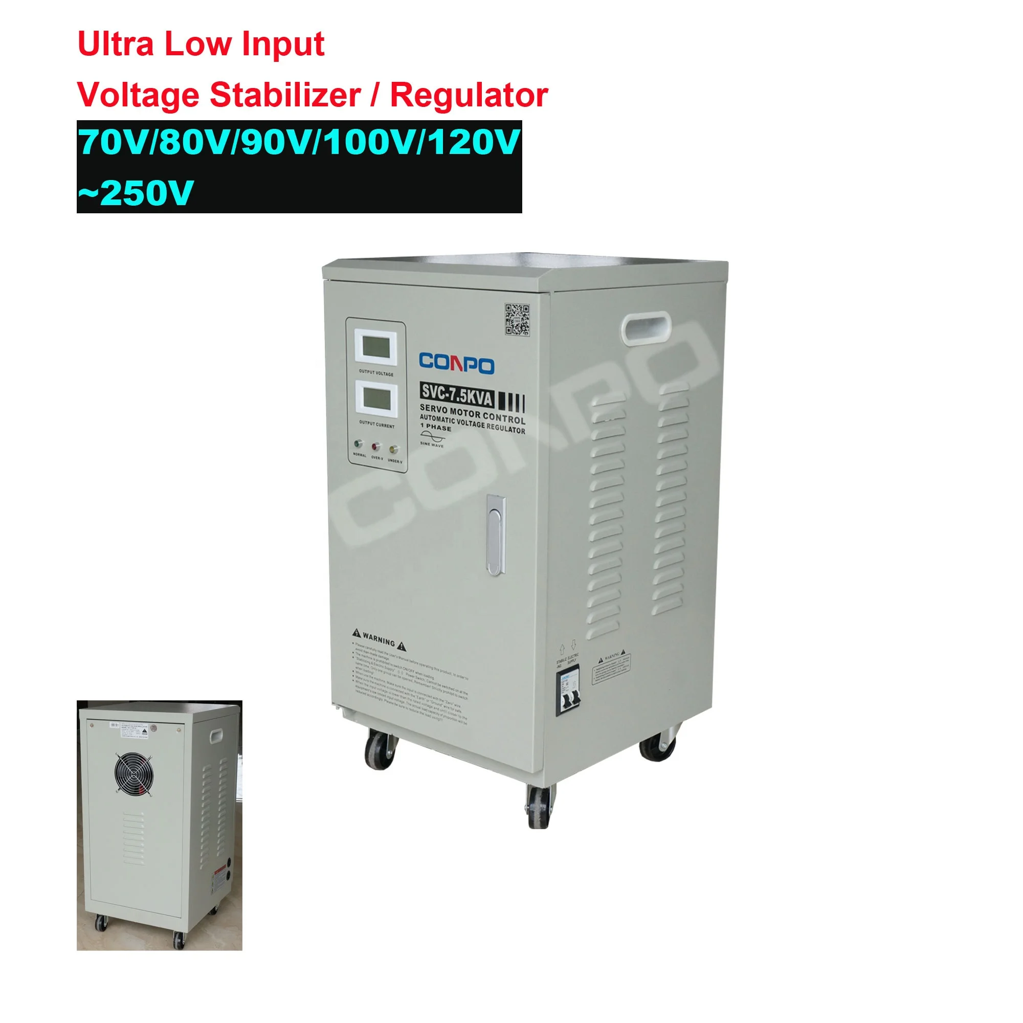 70V/80V/90V/100V/120V~250V Ultra Low Input Automatic Voltage Stabilizer / regulator SVC-30KVA, Estabilizador de voltaje