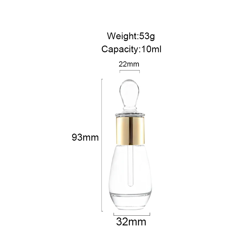 Wholesale Hot Sale Luxury 10ml Transparent Clear Skin Care Essential Oil Glass Bottle with High Quality Dropper