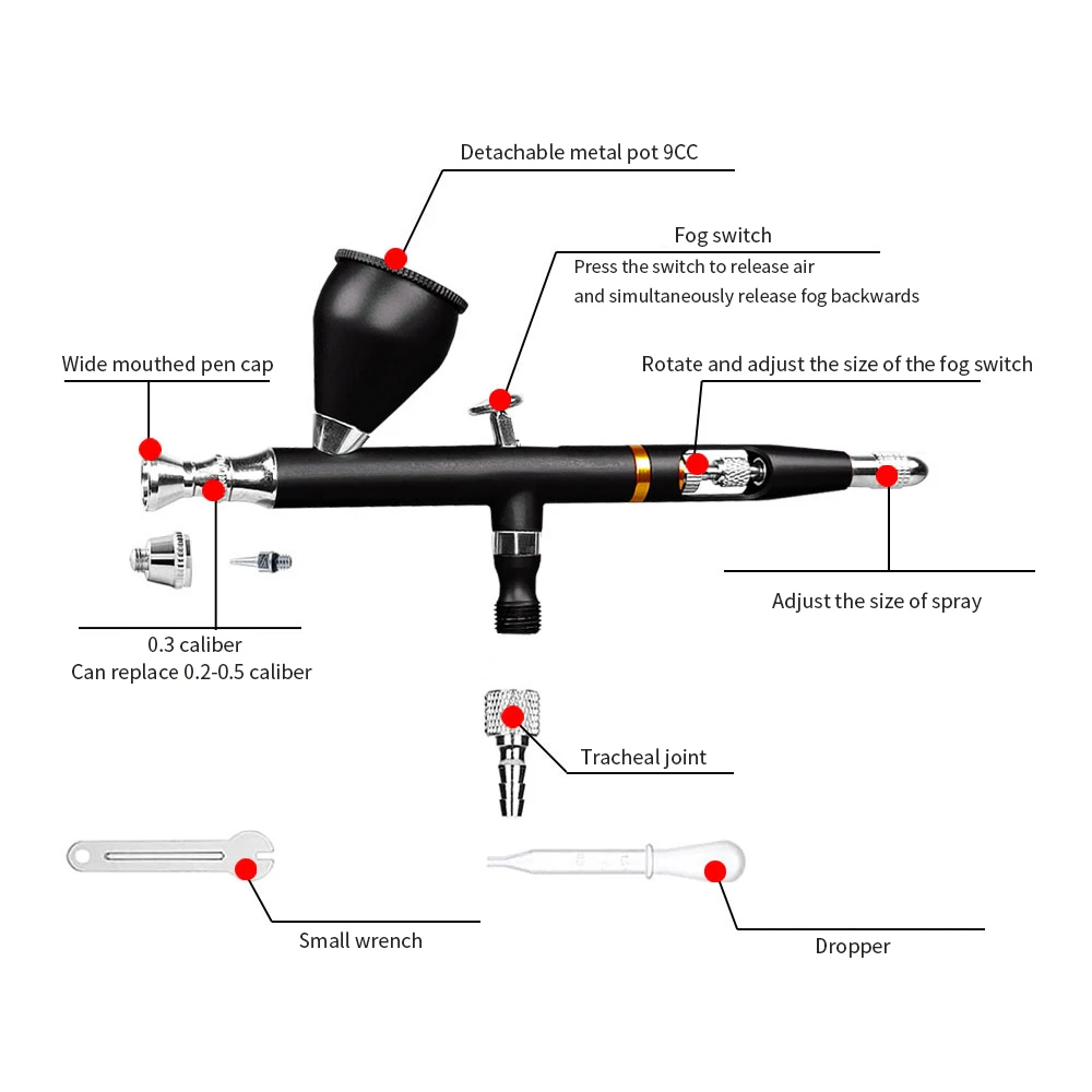 Airbrush Pro Sets M-180A Dual Action Airbrush Kit for Cake Decoration Nail Art Tattoo