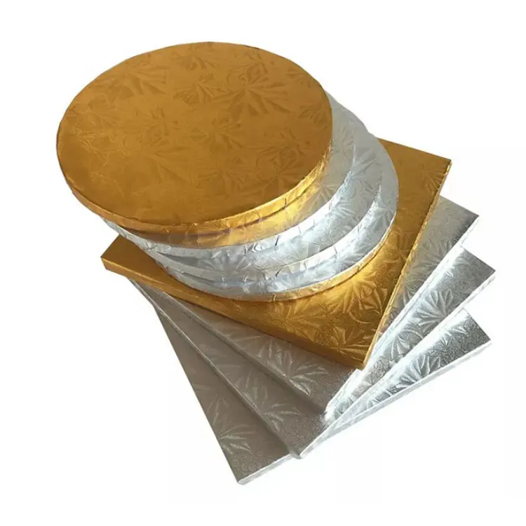 Sliver/Gold 13mm Corrugated Cake Board Round Thickness Paperboard Cake Drum