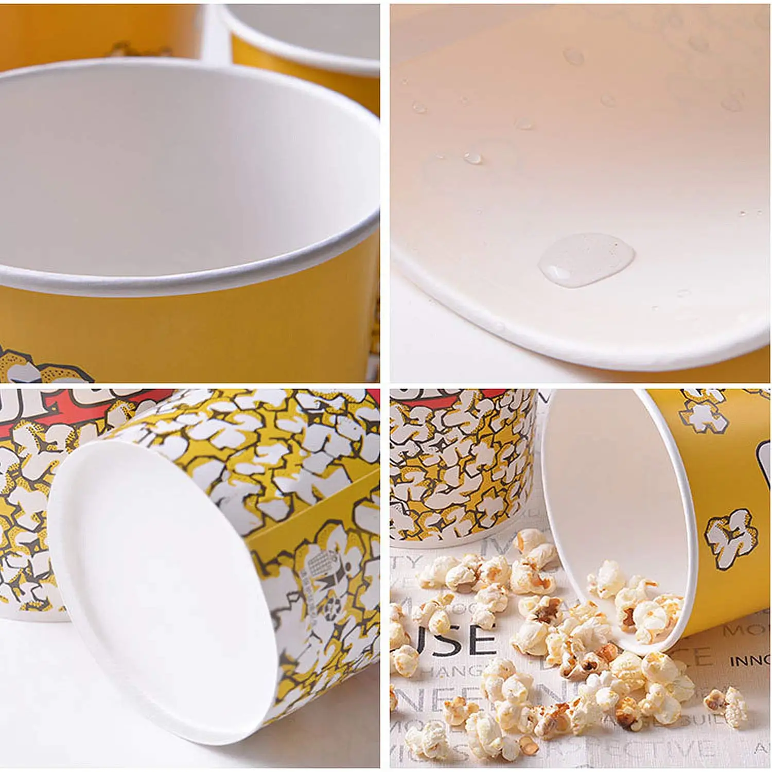 wholesale custom disposable paper popcorn buckets popcorn branded paper cups bowls bucket for popcorn