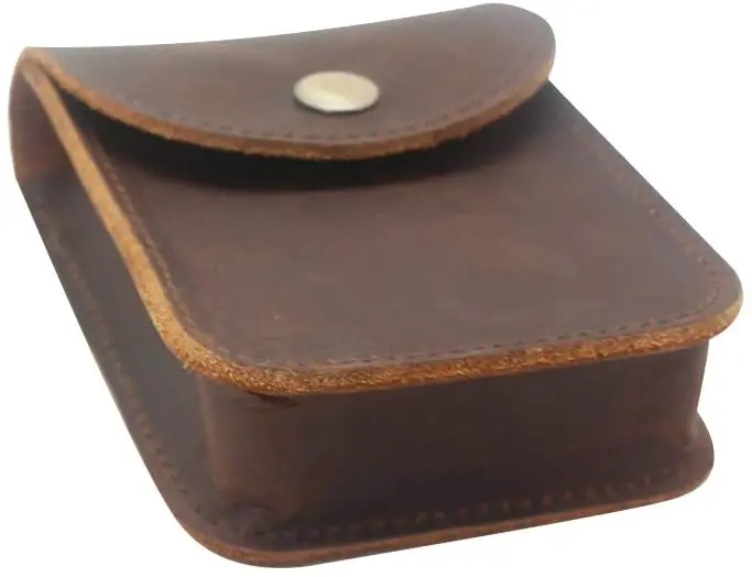 Boshiho Genuine Leather Playing Card Case Holder For Cowhide Leather Cards Holder