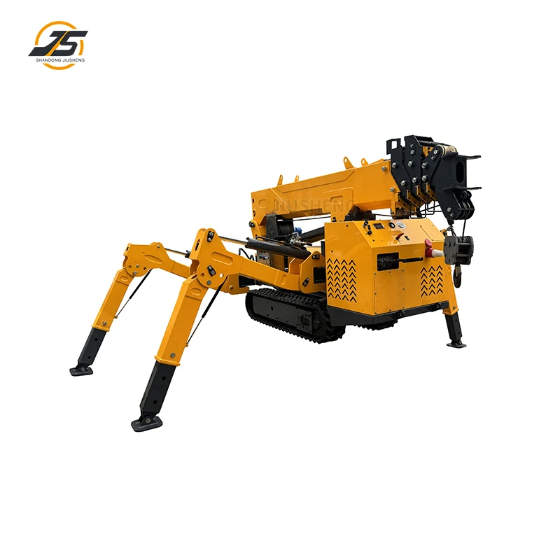 Indoor operation of steel curtain wall glass hoisting with crawler spider crane