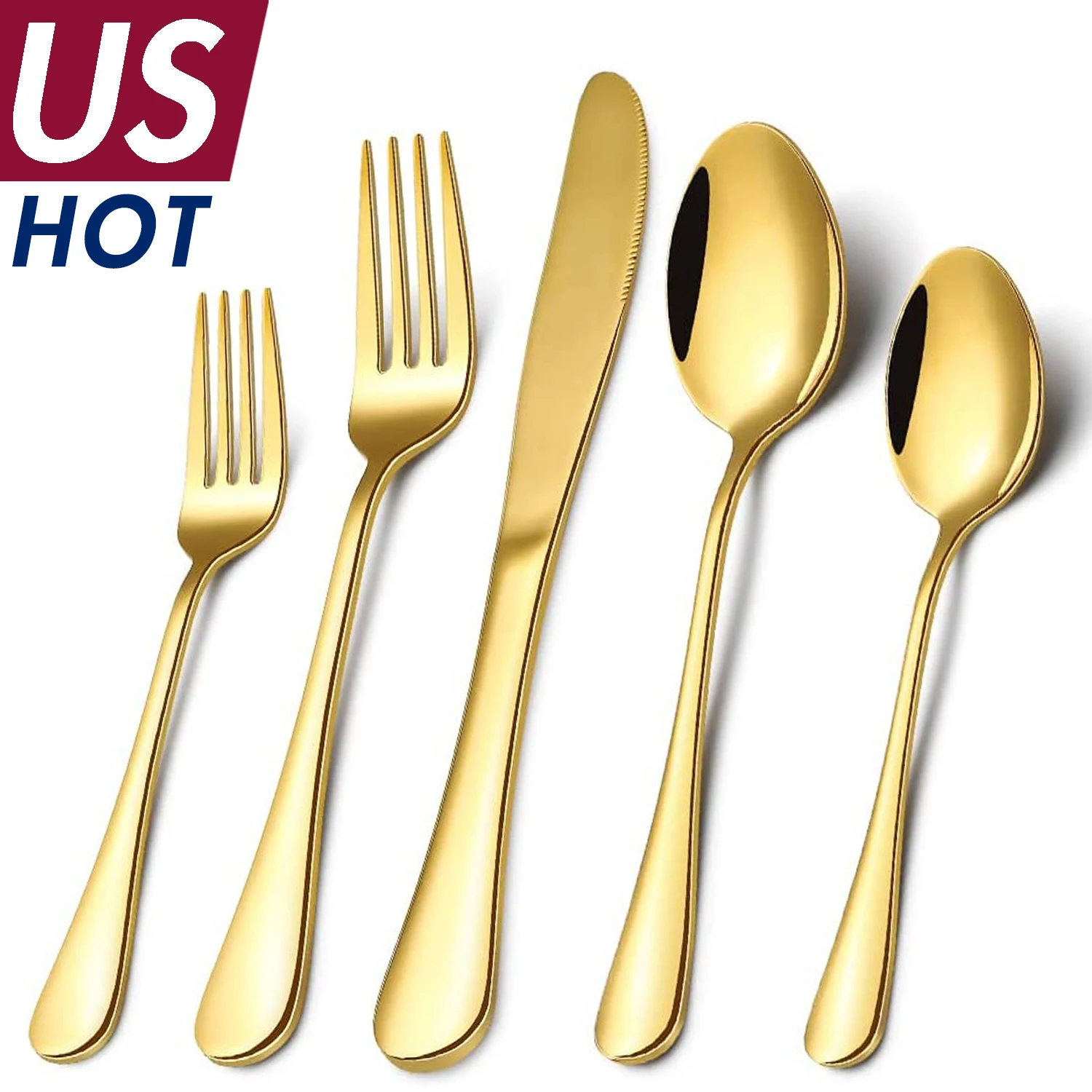 Wholesale Luxury Metal Silverware Flatware Spoons and Forks Set Wedding Events Golden Plated Cutlery Sets Gold Utensils