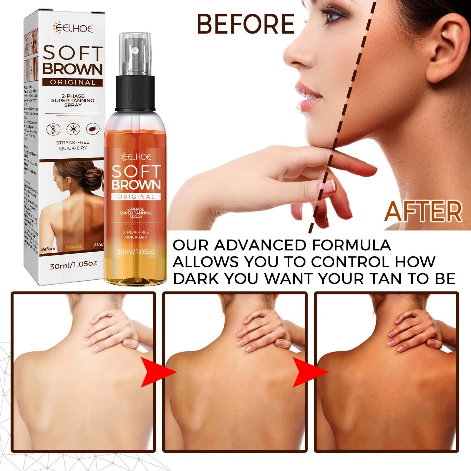 Private Label Dark Face & Body Self Tanner Spray Self Tanning Spray Sunless Tan Solution