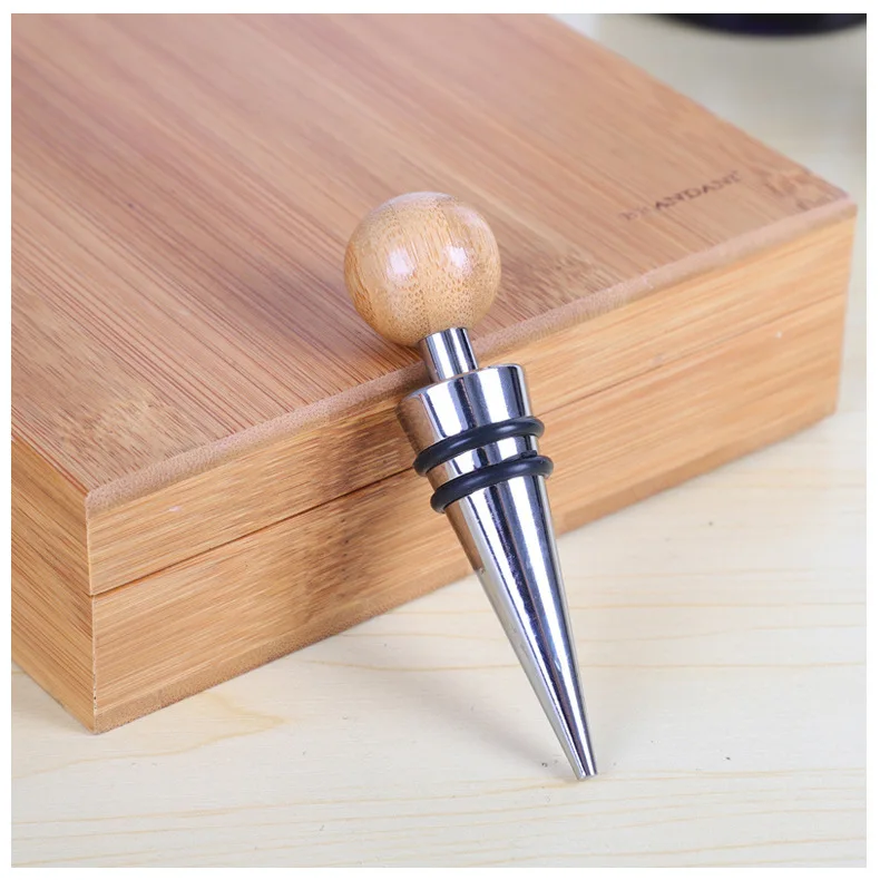 4 pcs Bar Tools Wine Bottle Corkscrew set Bamboo Wine Opener Set Gift Box in Bamboo Wooden Box