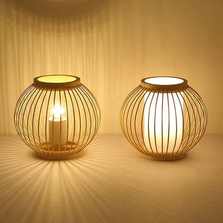 Bamboo Table Lamp,Bedroom Bedside Table Lamp,Retro Desk Lamp Reading Light Home Decor