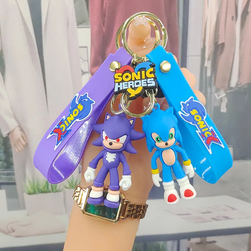 Hot selling cartoon sonic rubber keychain Sonic Hedgehog backpack pendant wholesale