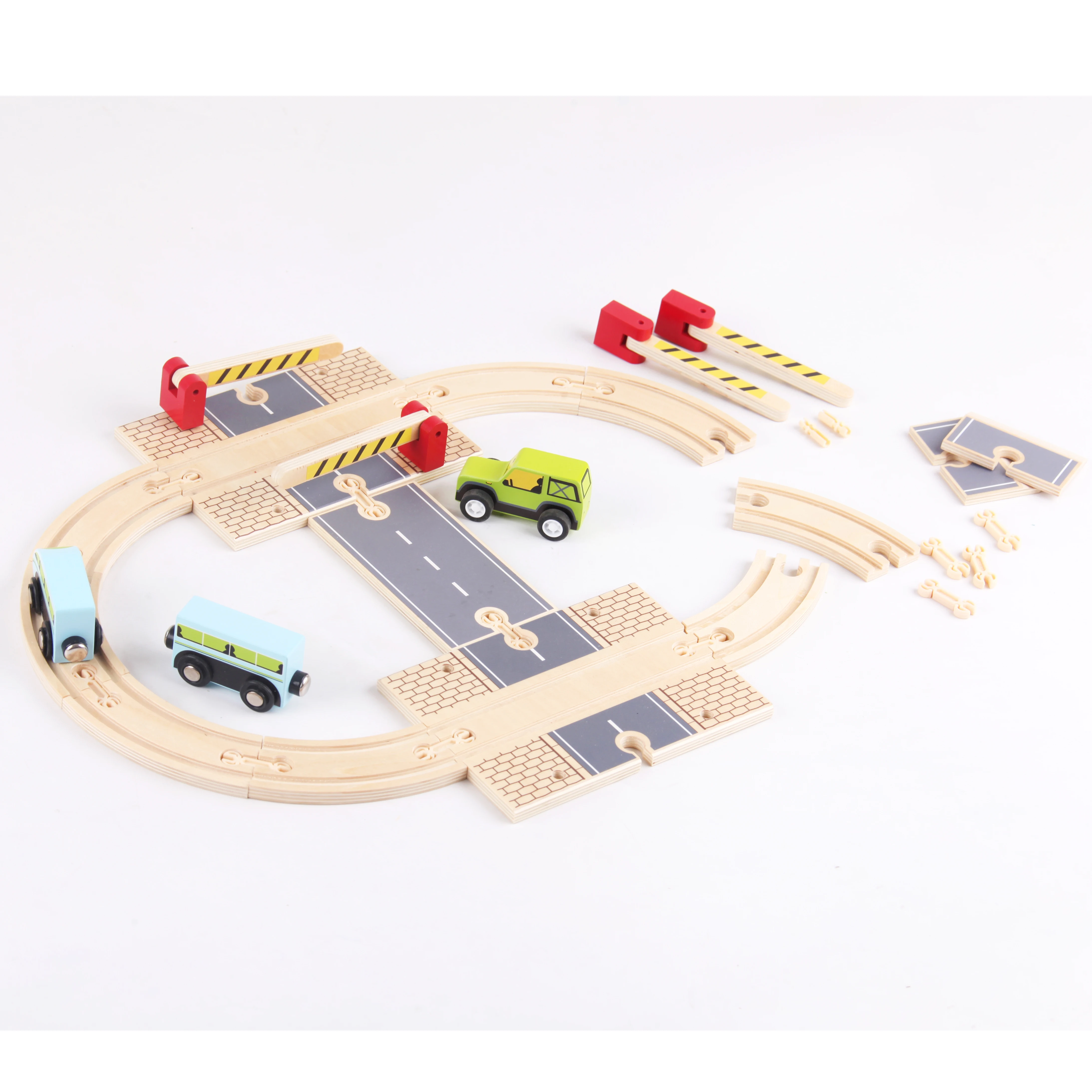 2024 Popular Kids Wooden Train Track Set Educational Toy Railway Wooden Train Track Set For Children