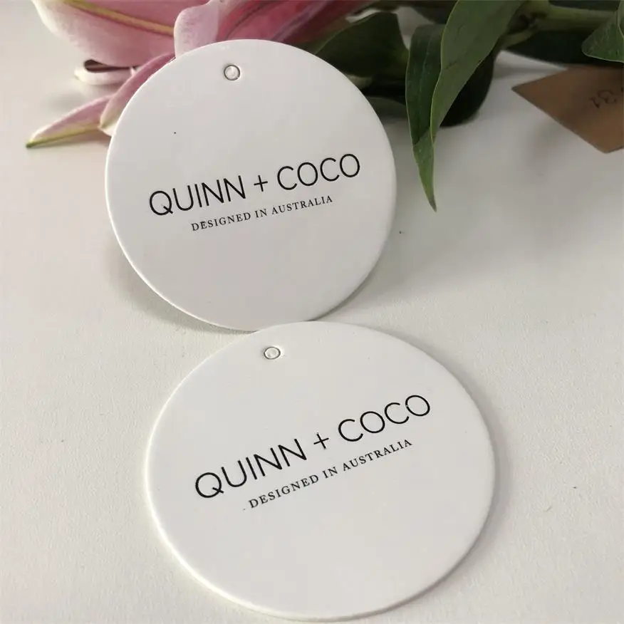 Factory New Design Hand Tag with Delicate Cloth for Garment Paper Hangtag Labels Clothing Hang Tags